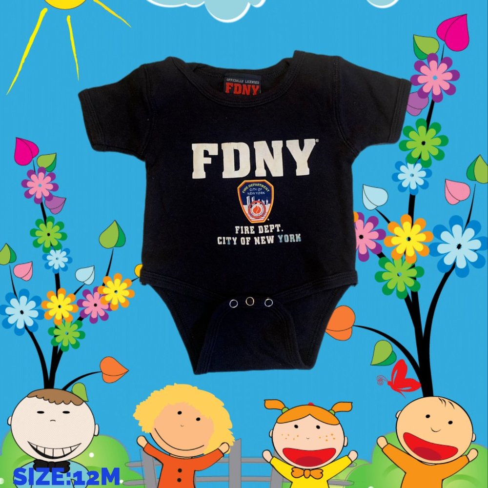 FDNY KIDS ONE PIECE BABY BODY SUIT PRINTED BLACK COLOURED